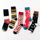 Носки мужские с ярким принтом в британском стиле, забавные носки Happy, уличная мода, пара носков, набор хлопковых повседневных женских длинных носков