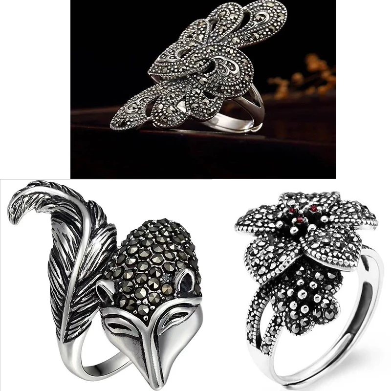 Женское свадебное кольцо в стиле ретро тайское с павлиньими перьями лисьим