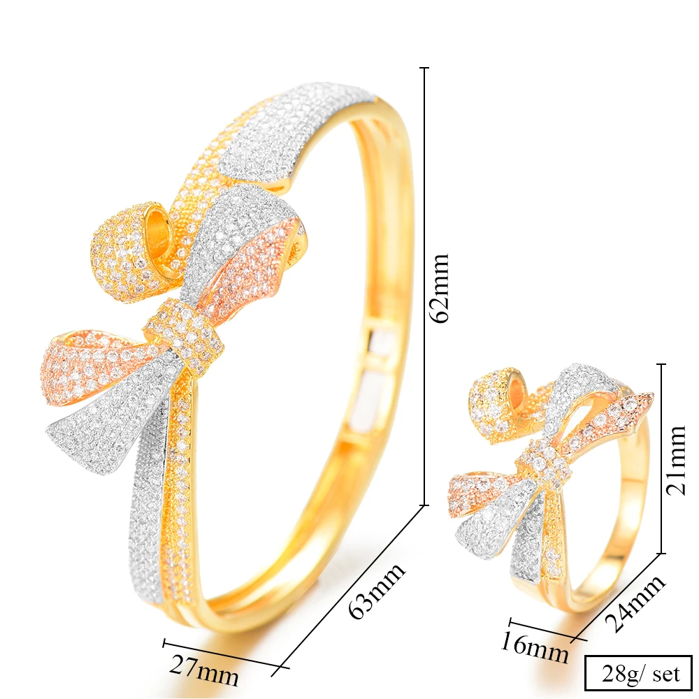 GODKI 2 шт Дубай Стиль Открытый браслет/кольцо Подвески кубического циркония