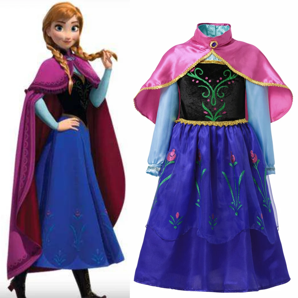 

Frozen Anna Children's Dress Elegant Coronation Long Sleeve Tulle Carnival Costume Princess Frock For Young Girls From 2-10T