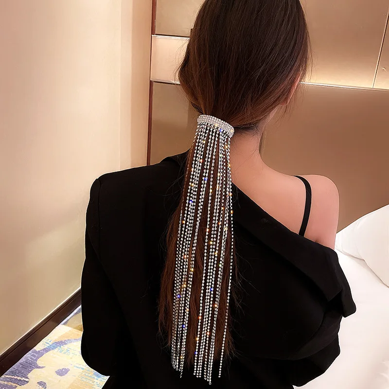 

Shine Full Rhinestone Hairpins Hair Clips for Women Bijoux Long Tassel Crystal Hair Accessories Wedding Banquet Jewelry Fashion