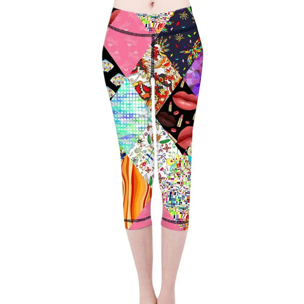 Женские Штаны Для Йоги разноцветные абстрактные геометрические штаны с принтом