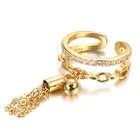 Женское кольцо с подвеской, регулируемое, с цирконием и кисточкой, ювелирные кольца подарочные