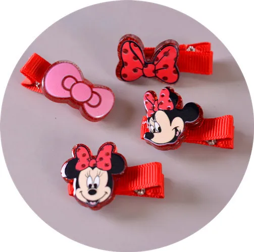 2 шт. Микки Минни галстук-бабочка волнистые ПВХ Мультяшные заколки для девочек