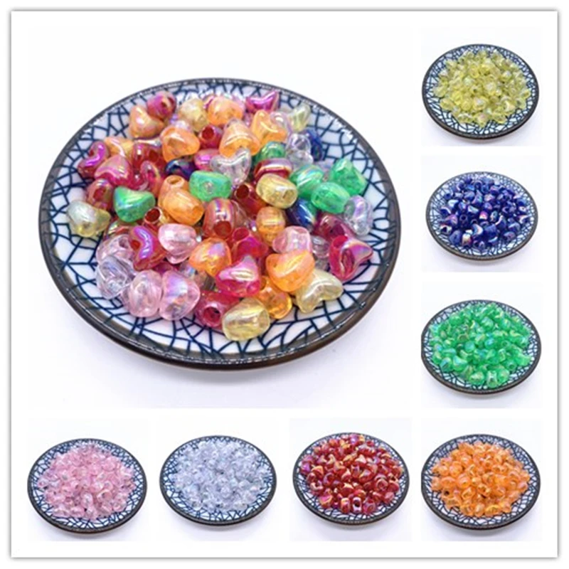 

30pcs/lot 10x6mm Big Hole Heart-Shaped Acrylic Transparent Beads Spacer Loose Beads For DIY Jewelry Making Necklace Accessorie