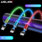 USB C Магнитный провод USLION USB Type C зарядный кабель для iphone 12 Pro Max Xiaomi светодиодный бегущий стреймер магнитное зарядное устройство для iPhone