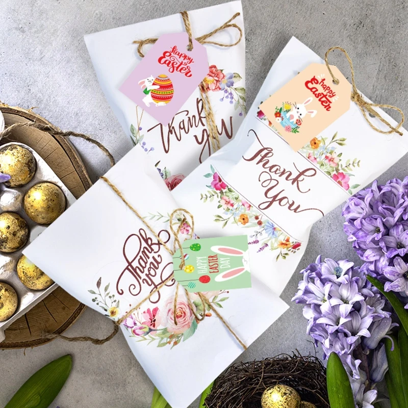 

48/96 комплектов, подарочные этикетки в виде кролика на Пасху с веревкой, Подарочная коробка, этикетки с веревкой для украшения вечеринки на П...