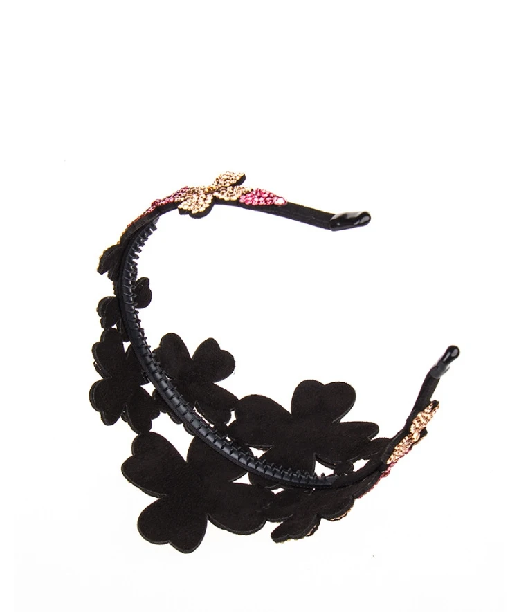 

Rhinestone Flower Big Headband South Korea Sweet With Diamond Toothed Non-Slip Crystal Wide Side Hair