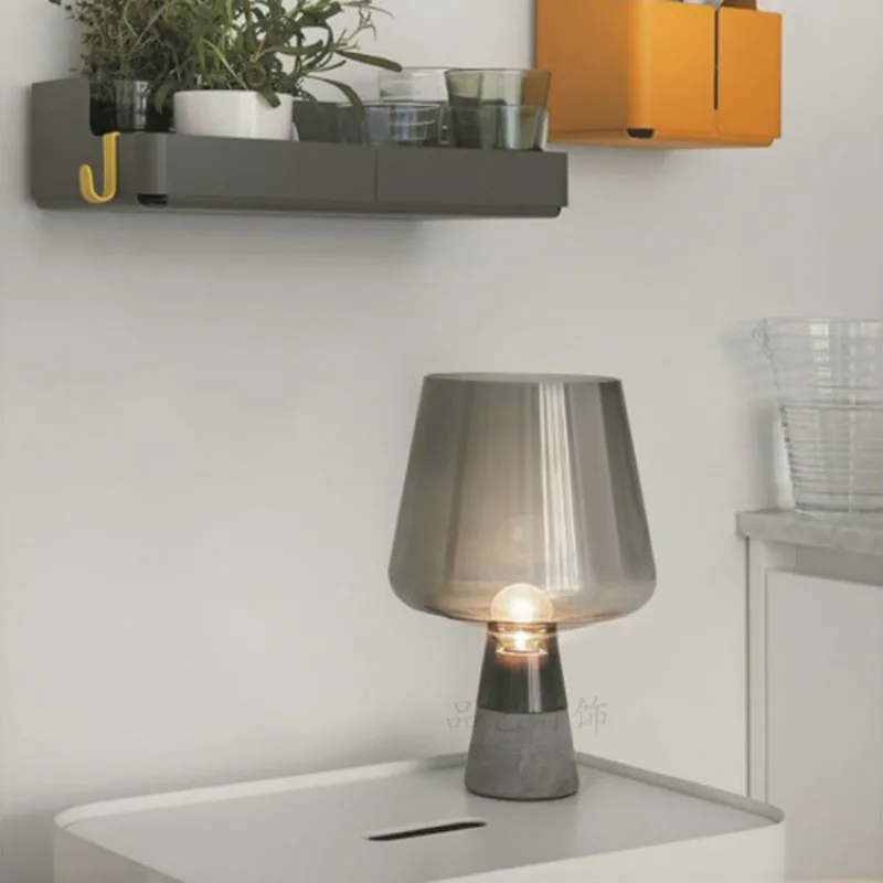 

Nordic creative modern minimalist cement living room table lamp garden bedroom bedside study glass table lamp wy121603