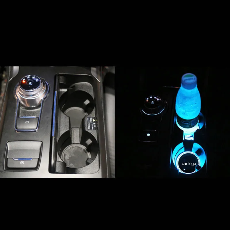 2 шт. подстаканник коврик нескользящий Автомобильный логотип USB зарядка Цветной