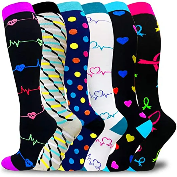 Sports Compression Socks 5/6/7/8 Pairs Running Medical Compression Stockings Knee High Gradient Men Women Adult Nurse Cycling