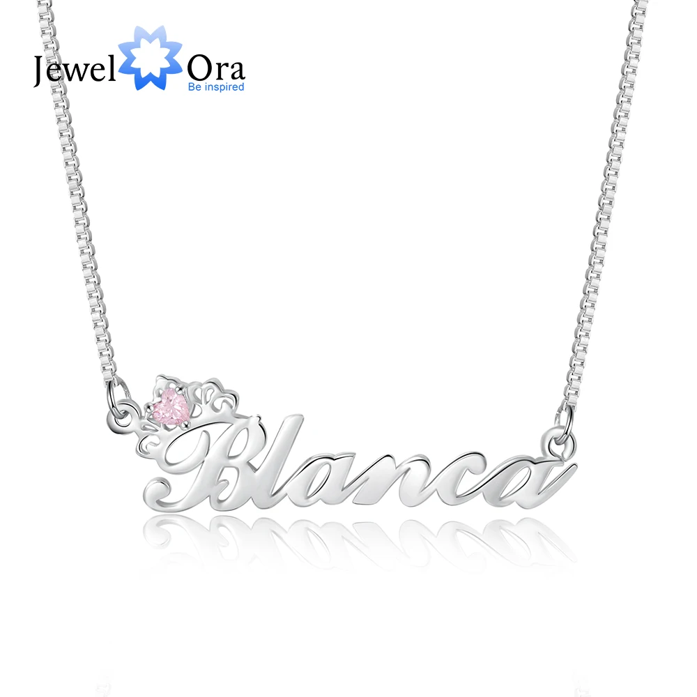JewelOra 925 пробы серебро персонализированные Корона табличка с соответствующими