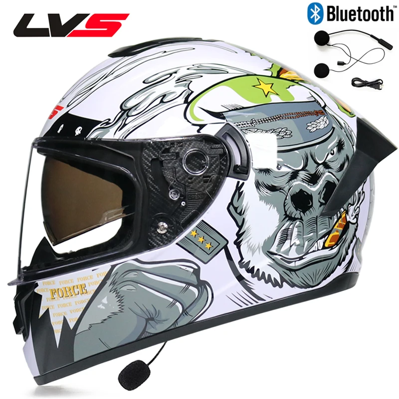 Bluetooth мотоциклетный шлем Полный мотоциклетный шлем с двойными линзами DOT Capacete da motocicleta - Цвет: 12