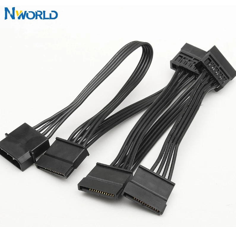 1 шт. 4Pin 18AWG провод для жесткого диска IDE Molex 5 Port 15Pin SATA кабель питания HDD SSD PC
