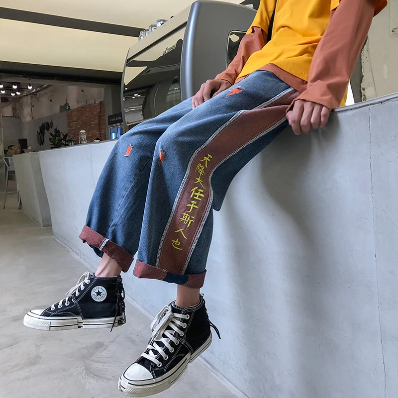 

New Denim Casual Wide leg Oversize Cargo Denim Boy Baggy Jeans For Men Overalls Boys Man Pants