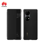 Оригинальный кожаный флип-чехол для Huawei P50 Pro, защитный чехол с окошком для экрана, умный чехол для сна, пробуждения, чехол-подставка для Huawei P50Pro