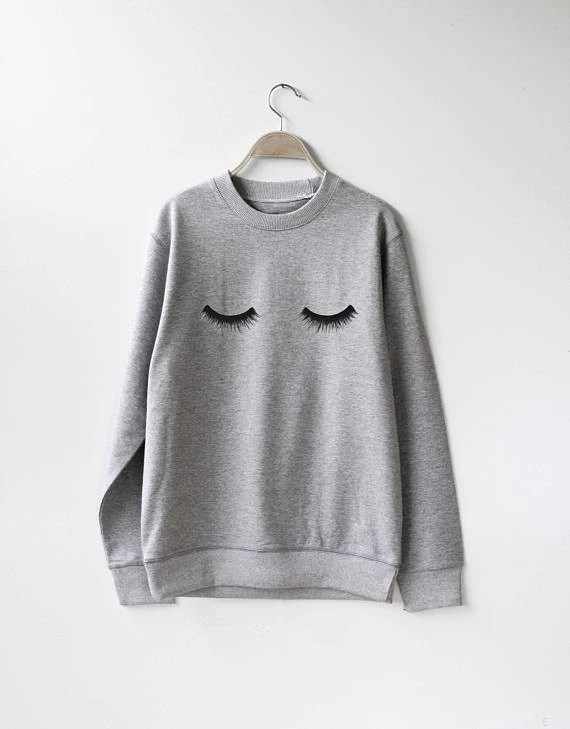 

Eyelashes Sweatshirt long sleeve tumblr Jumper fashion women pullovers blusa tumblr girl casual tops sweatshirt- K256