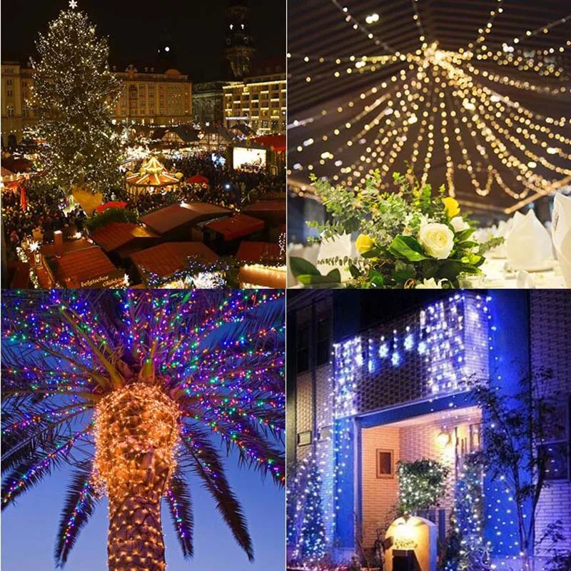 

40/60/240 LED Solar Powered Lamp Strip Light Fairy Holiday Christmas Party Wedding Decorative String Outdoor Garlands Garden