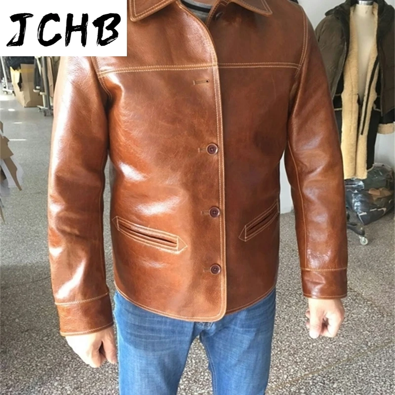 

men's shipping,Brand Free 100% genuine Jackets,classic oil wax cow leather jacket,japan brakeman jacket.original