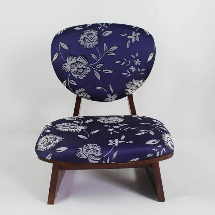 

Low Chair Japanese Style Wood Material Stool Mahogany Finish Living Room Furniture Leisure Meditation Seat Leather Cushion