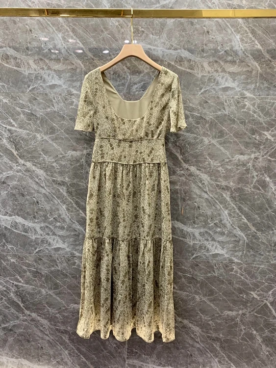 

2021 Spring New Fashion Women's Printed Pattern Decorative Slim Short Sleeve Dress 228