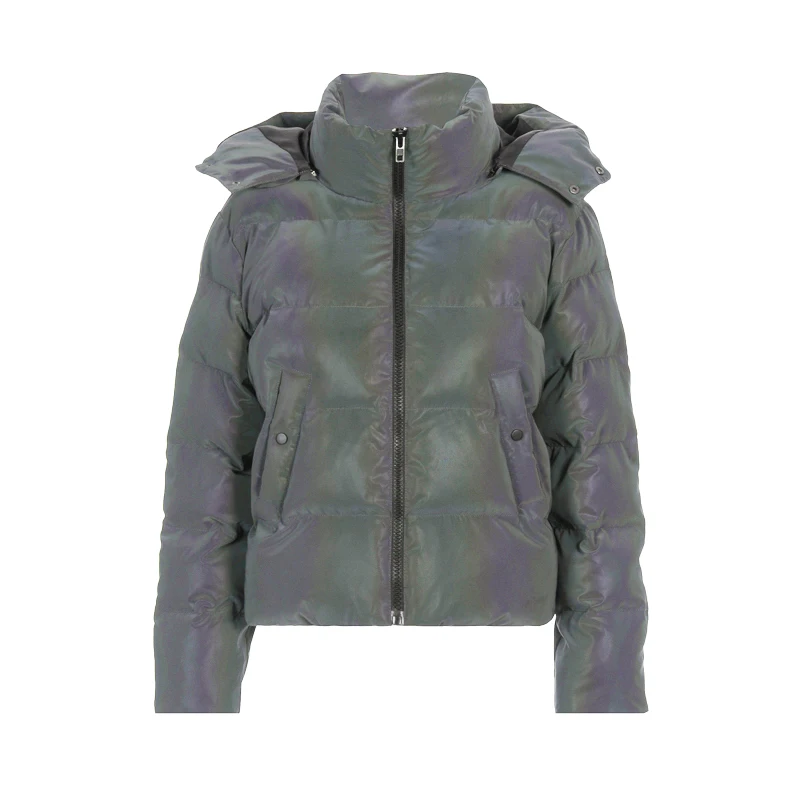 

Autumn and winter new sharp corner design short coat fashion street shooting high-end reflective thickened high-quality cotton-p