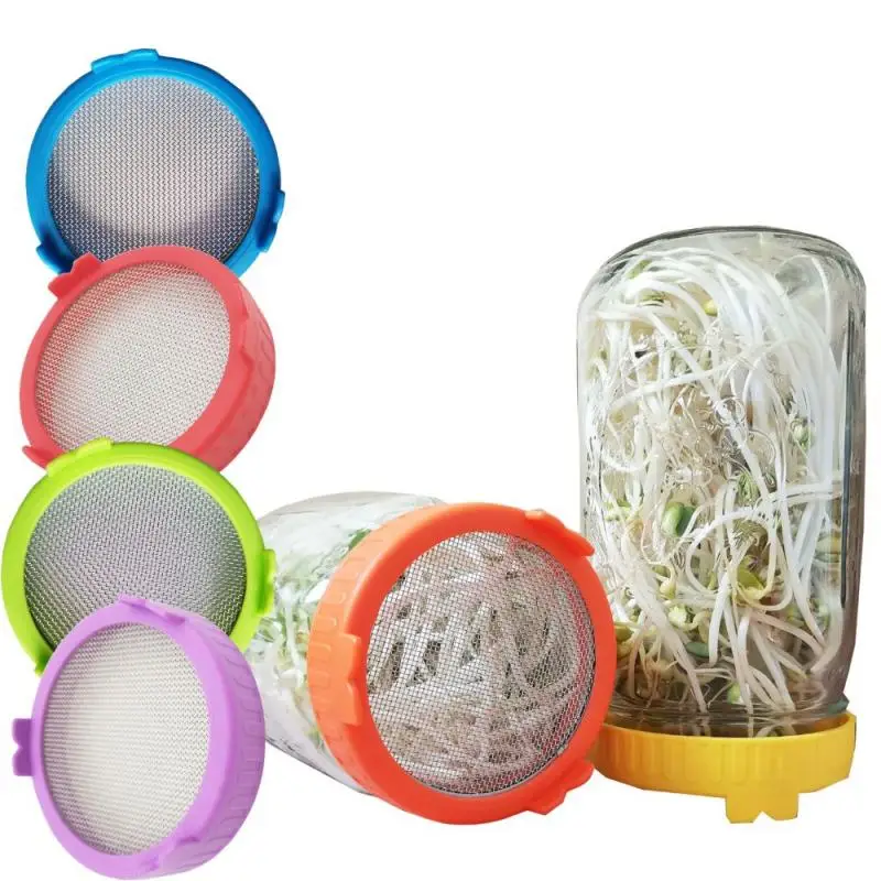 

86mm Nursery Lids Strainer Lids Mesh Screen Filter Seed Sprouter Germination Cover Kit Sprouting For Mason Jars Germinator Garde