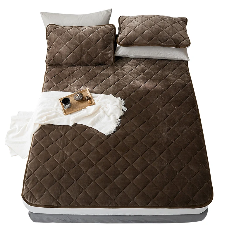 Colch&oacute;n t&eacute;rmico japon&eacute;s para dormitorio, almacenamiento de calor de franela hidratante con cama individual de 1,5 M, antideslizante para el hogar y el invierno-4