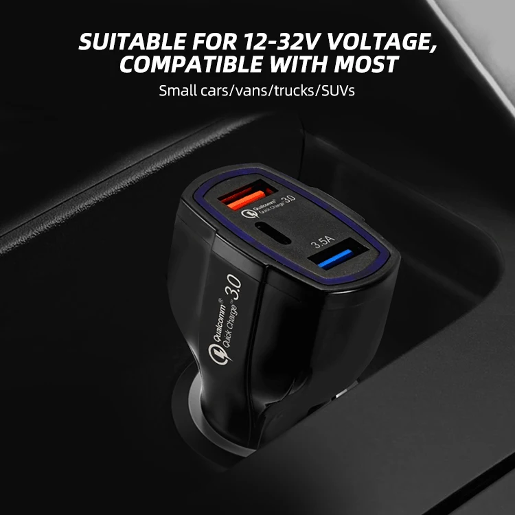 Автомобильное зарядное устройство FONKEN USB C 3 в 1 быстрая зарядка QC3.0 - купить по
