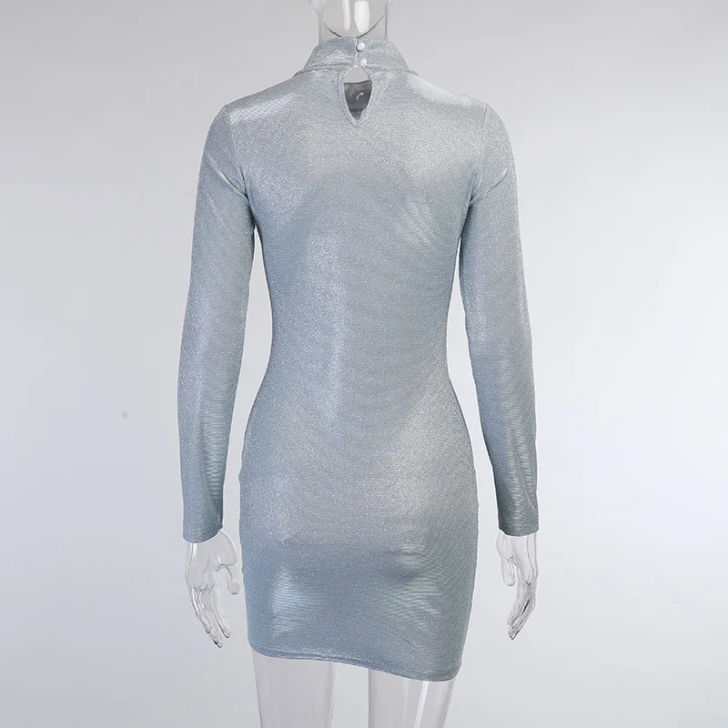 

BKLD Sexy Fashion Glitter Long Sleeve Bodycon Dress 2020 Autumn And Winter New Elegant Clothes For Women Party Clubwear Outfits