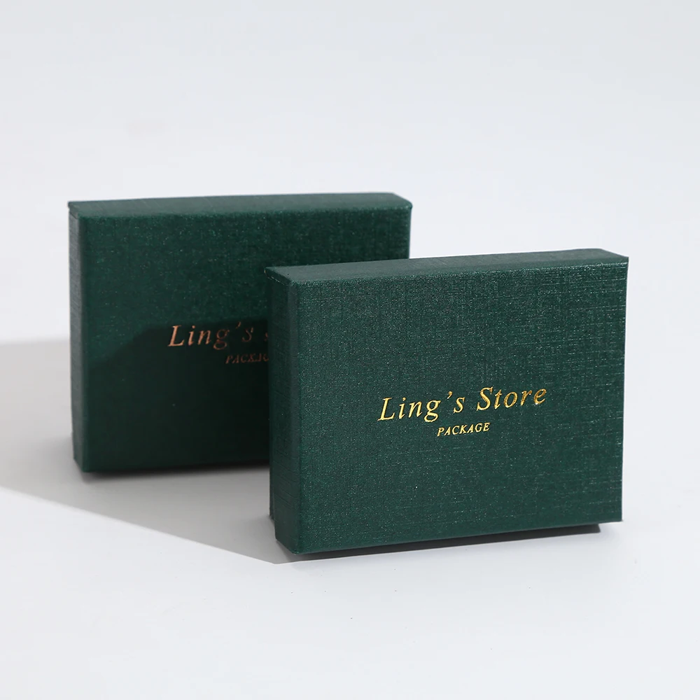 24pcs Square Jewelry Packaging Box 9*7cm Dark Green Paper Necklace Ring Earrings Bracelet Gift Box for Valentine's Day Custom