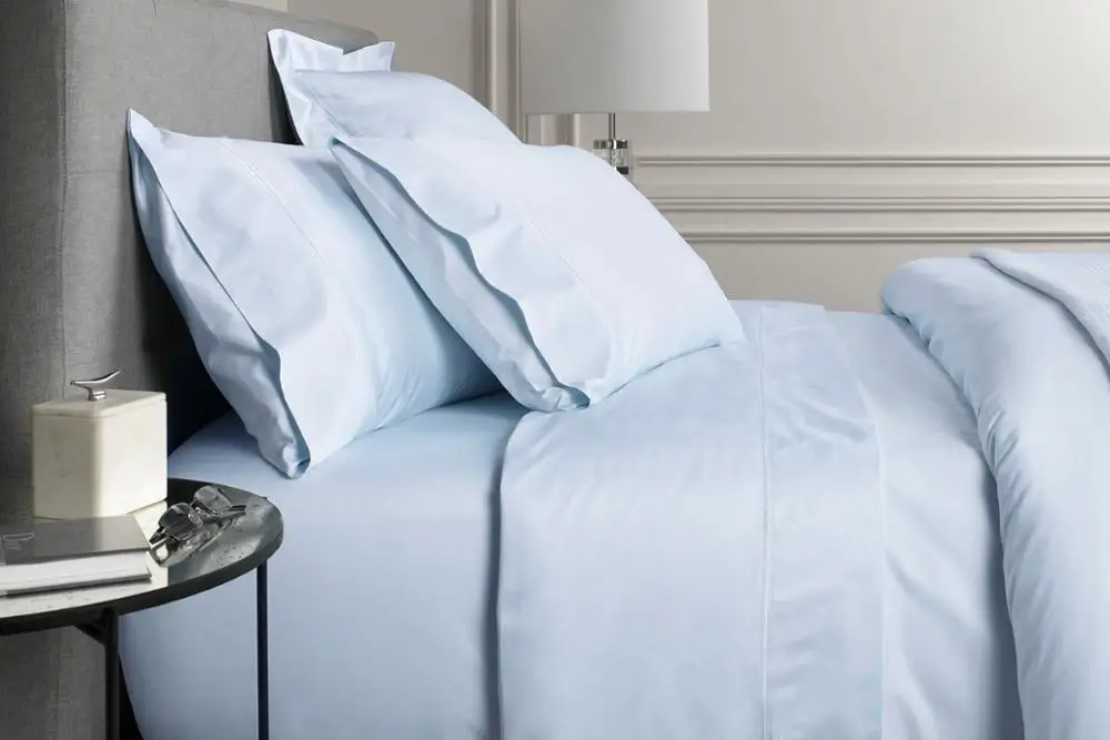 Light blue Египетский хлопок 1000 TC queen King size Белый Серебристый Бежевый Цвет простыня пододеяльник 4 шт. набор на заказ - Цвет: Light blue