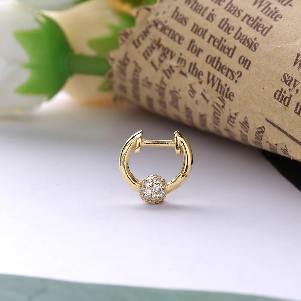 Женские серьги-кольца с радужными кристаллами серебро 925 пробы