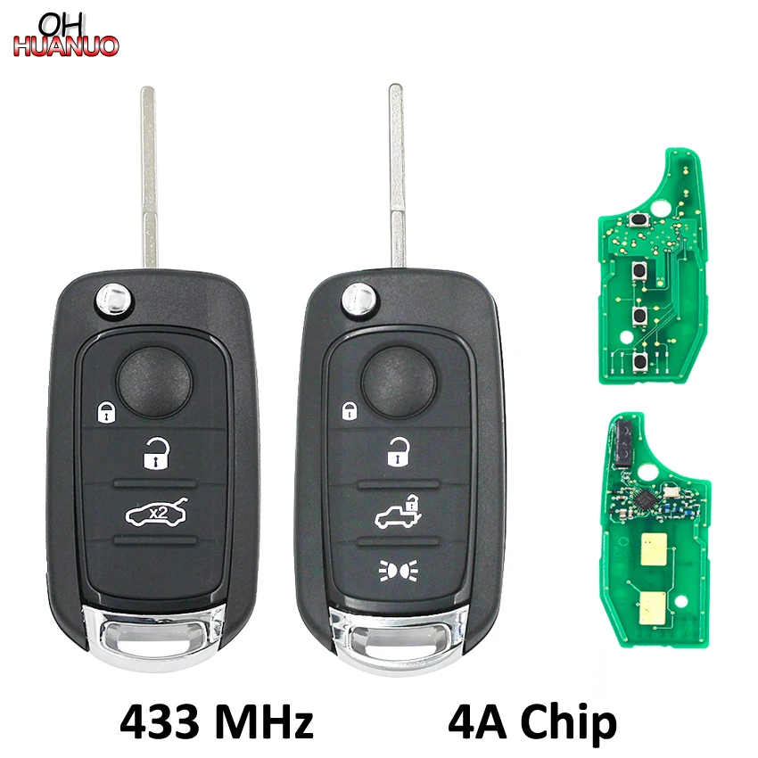 Складной дистанционный ключ брелок от машины 3/4 кнопки 433 МГц чип Megamos 4A для Fiat Egea