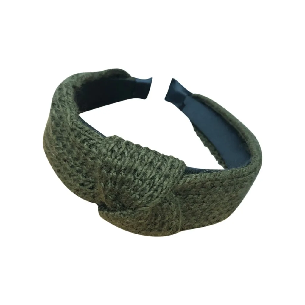 Ободок для волос Однотонный женский простой вязаный обруч с бантом милый модный