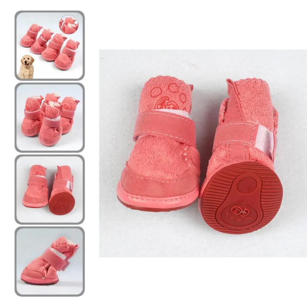 

Beauty Pet Paw Protector Wear‑resistant Charming Keep Pet Paw Clean Snow Boots Pet Booties Pet Feet Shoes 4Pcs