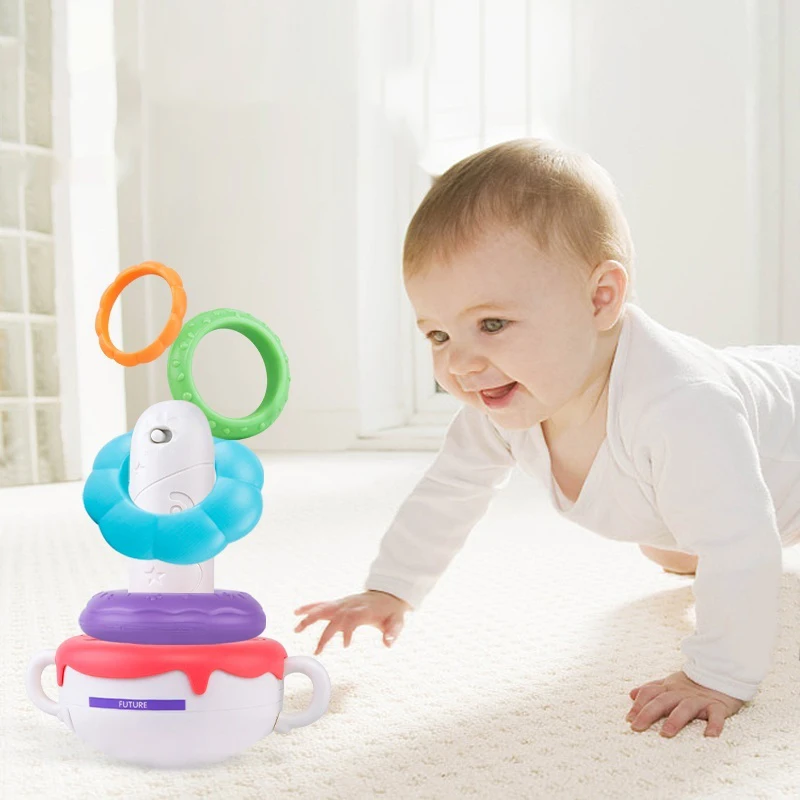 

Игрушка Монтессори для новорожденных, погремушки для детей 0-12 месяцев, музыкальные игрушки для начинающих ходить, мобиль, стек, башня, Проре...