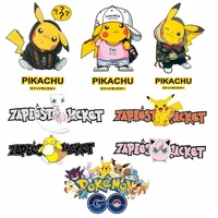 anime patch iron on transfer for clothes diy t shirt applique heat transfer vinyl letter pikachu patches stickers on clothes