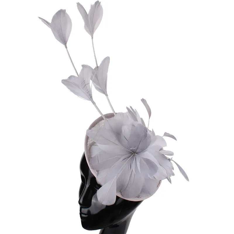 Женская Вуалетка Sinamay шляпы с перьями Millinery для свадебной вечеринки гонки