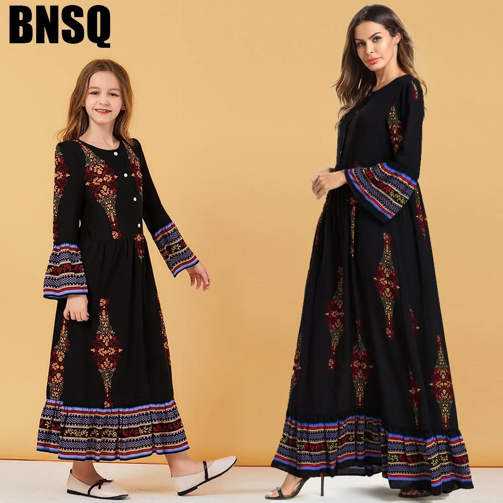 Зимнее женское платье размера плюс с длинным рукавом мусульманское вышивкой