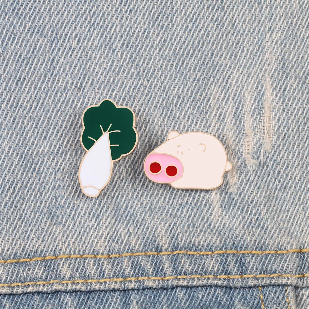 Брошь в виде капусты и свиньи 2 шт./компл./набор | Украшения аксессуары