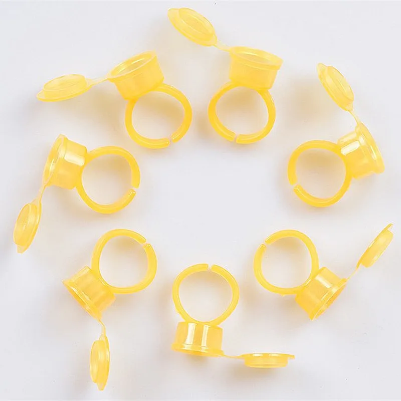 

50pcs/lot Glue Holder Ring Cups for Eyelashes Extension Tattoo Pigment Holder Pallet Adhesive Glue Holder Palette Container