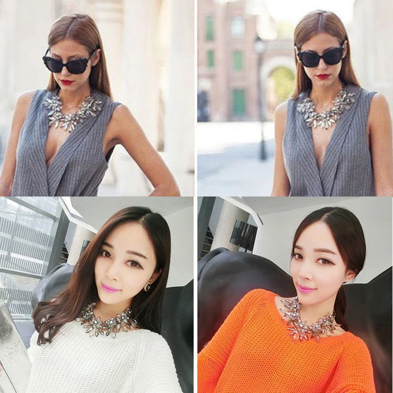 Dvacaman эффектное ожерелье ожерелья ювелирные изделия Новое поступление сияющие стразы капли воды большой цветок ожерелья для женщин свадебный подарок