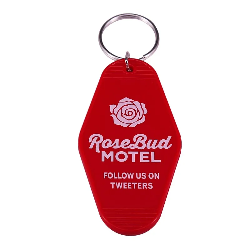 

Rosebud Motel Key Tag Fob Rose Red Keychain Creek TV Series Keyring Follow Us on Tweeters