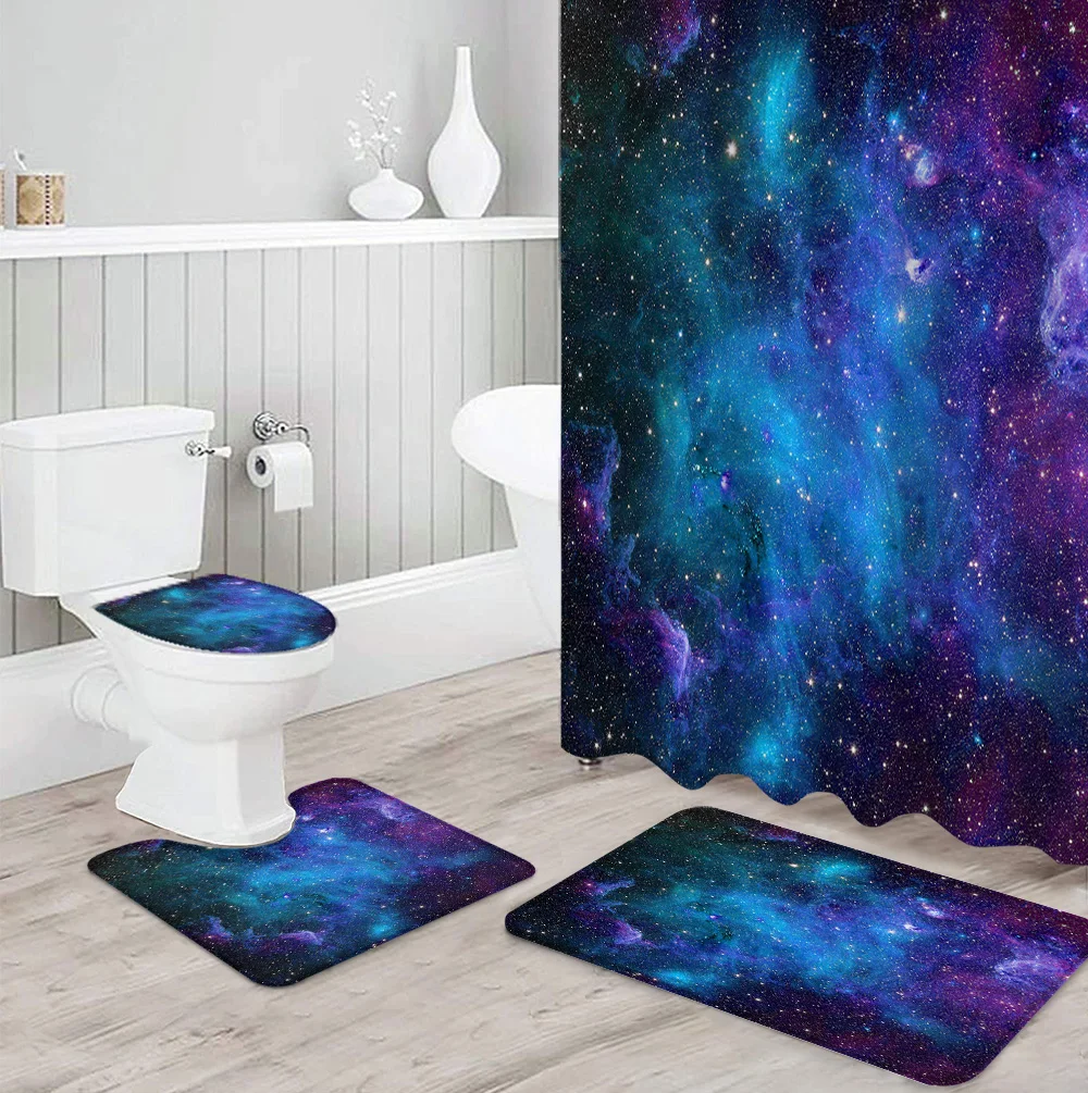 Звездное небо космическая Вселенная печать занавеска для ванны Декор Ковер