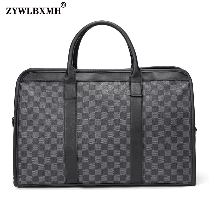 

ZYWLBXMH 2021 New Men's Bag Detachable Shoulder Strap Handbag Classic Plaid Bag Fashion Waterproof PU Leather Handbags Bolsos