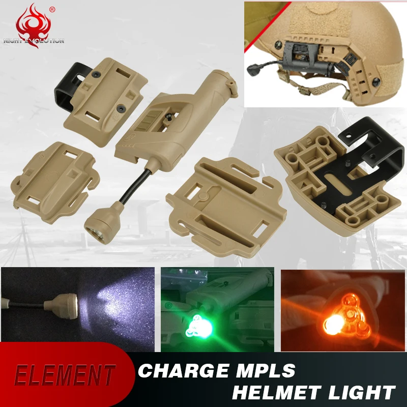 

Element Airsoft Helmet Light Charge Mpls 4 Mode Green Red IR Laser Helmet Lamp FAST Military Helmet Flashlight NE05006