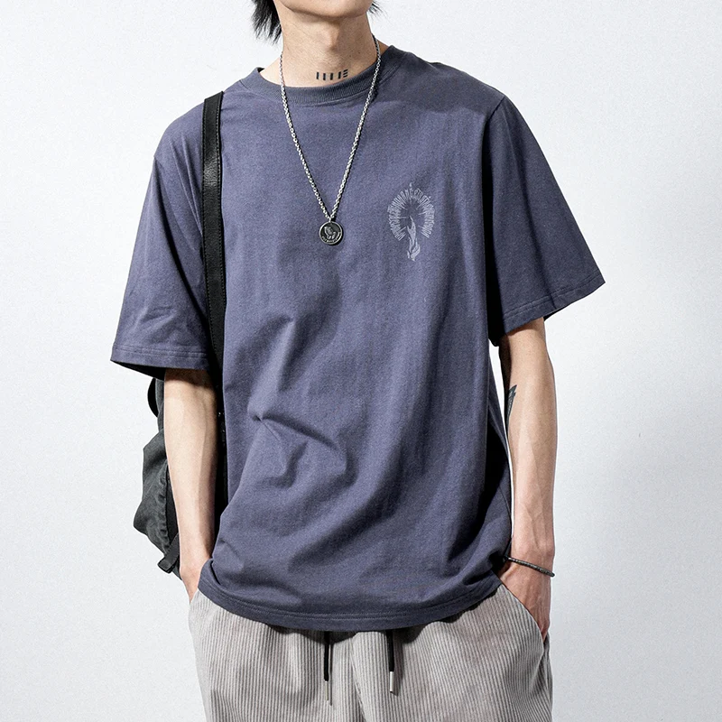 Футболка мужская с круглым вырезом модная Свободная Повседневная Уличная одежда