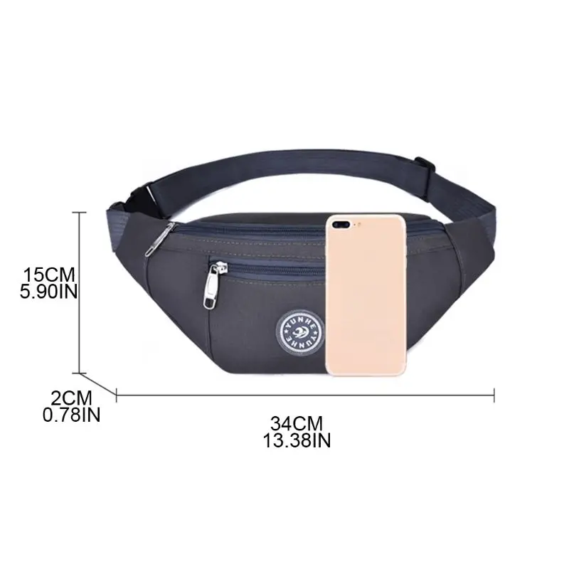

J60D Waterproof Oxford Fanny Pack Waist Bag Casual Travel Zipper Chest Shoulder Crossbody Purse Solid Color Phone Pouch with