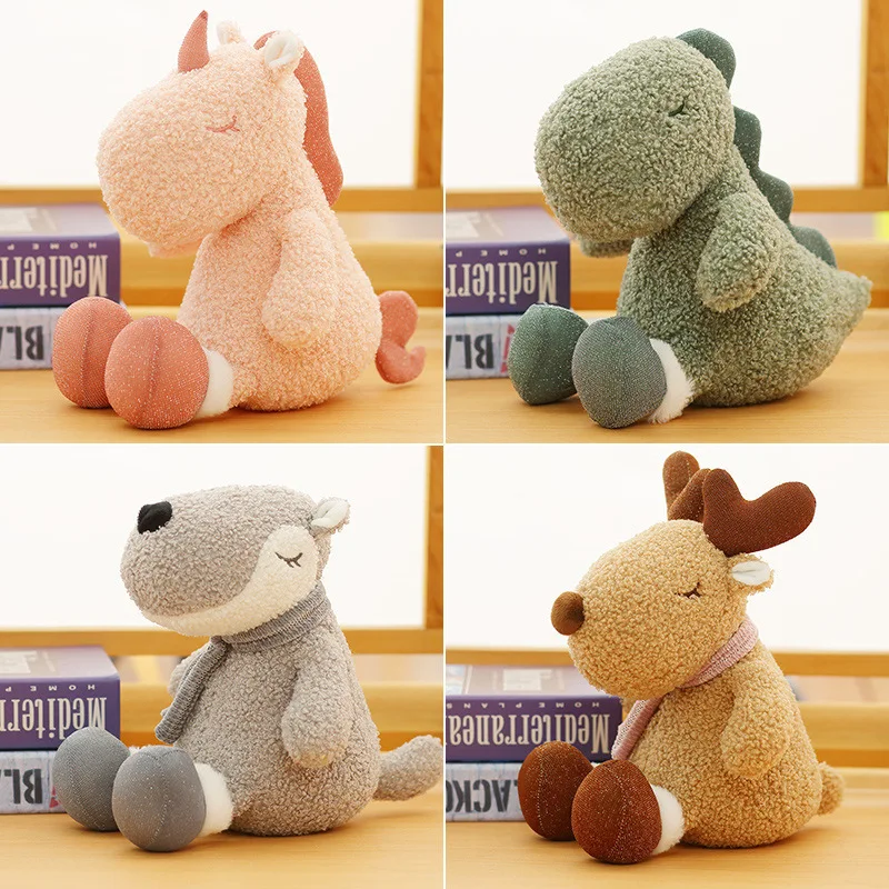 

Macaron Color Healing System Soft Cute Baby Soothing Doll Dinosaur Gray Wolf Unicorn Elk Doll Plush Toy Birthday Christmas Gift